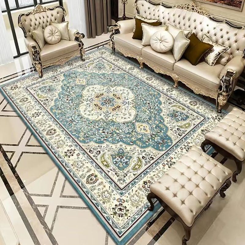 Retro Moroccan Print Area Carpet Red Tone Polyester Rug Washable Carpet for Home Decoration