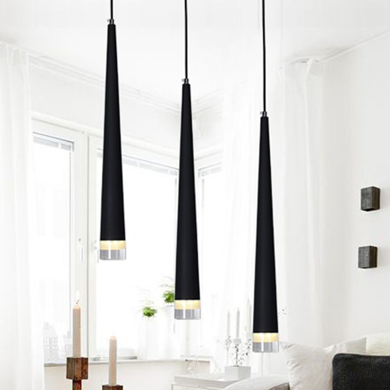 Minimalisme Conische led hangende licht moderne stijl lange kegelverlichtingsarmatuur met kristallen lampenkap