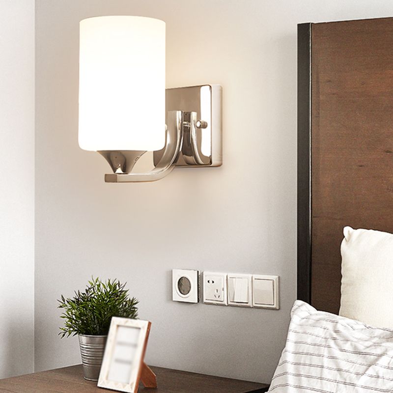 Metal Cylinder Shape Wall Light Nordic Style Wall Sconce with Glass for Living Room