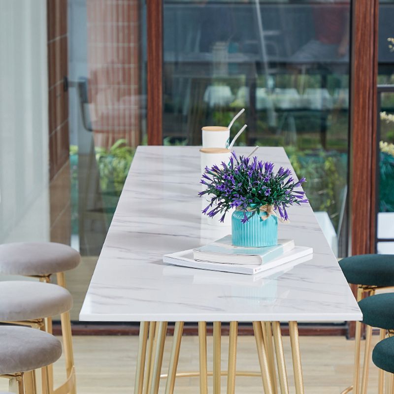 Rectangle Pub Table Glam Stone Bar Table for Cafe and Breakroom