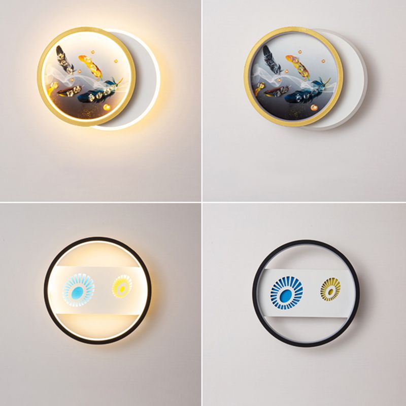 Modern Simple Iron Wall Light LED Wall Lamp with Acrylic Shade for Living Room