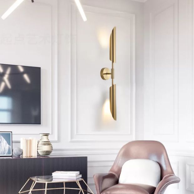 Shaded Bedroom Wall Sconce Lighting Metal Simplicity-Style Sconce Light Fixture in Gold