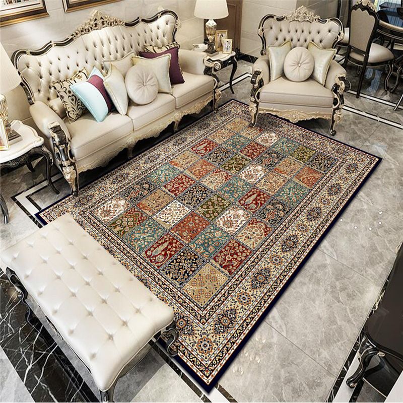 Traditional Multicolored Area Rug Floral Print Carpet Stain Resistant Area Carpet for Living Room