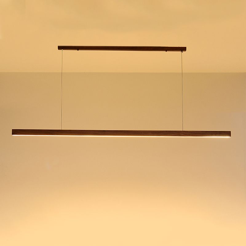 Zeitgenössische Küche Anhänger Leichtes lineares Holz 1 Licht Anhänger Beleuchtung