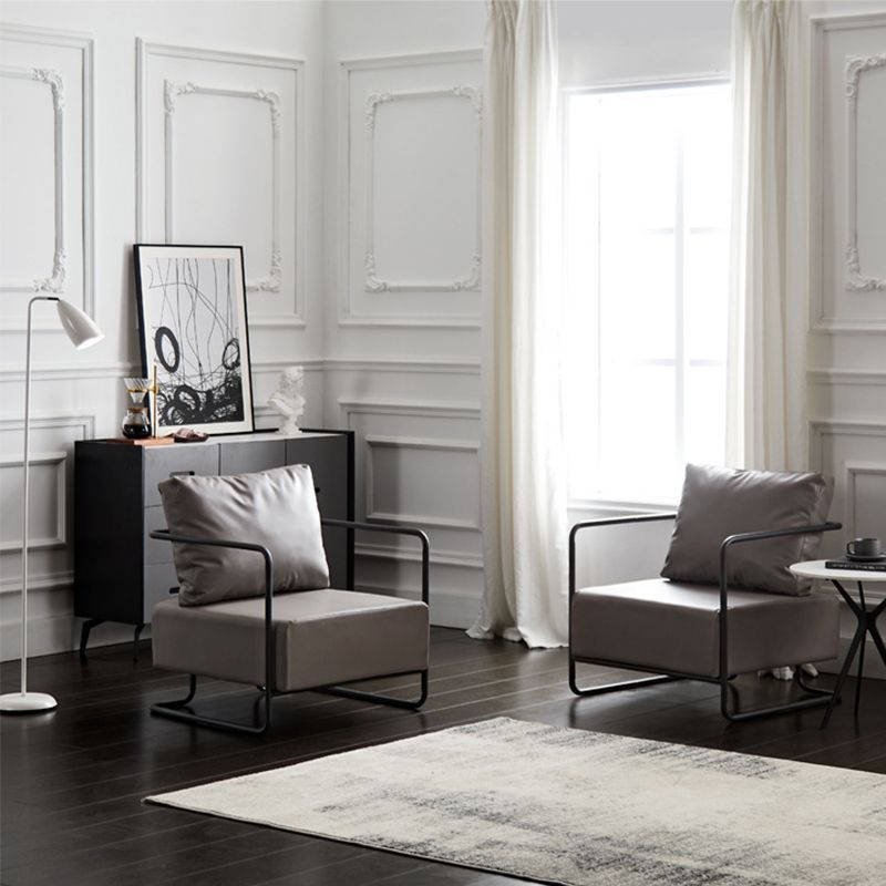 Contemporary Bonded Leather with Pillow Track Arms Accent Armchair