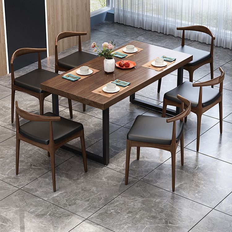 Industrial Dark Brown Dining Set 1/2/5/7 Pieces Solid Wood Dinette Set for Home