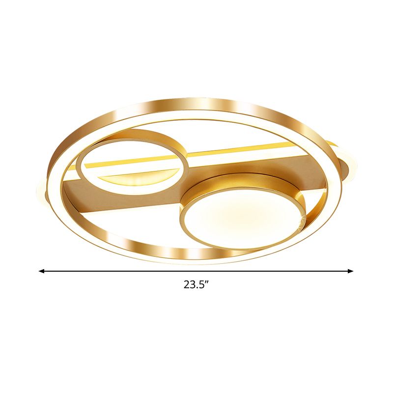 18"/23.5" W Gold Round Ceiling Light Nordic LED Acrylic Flush Mount Lamp in Warm/White Light for Living Room