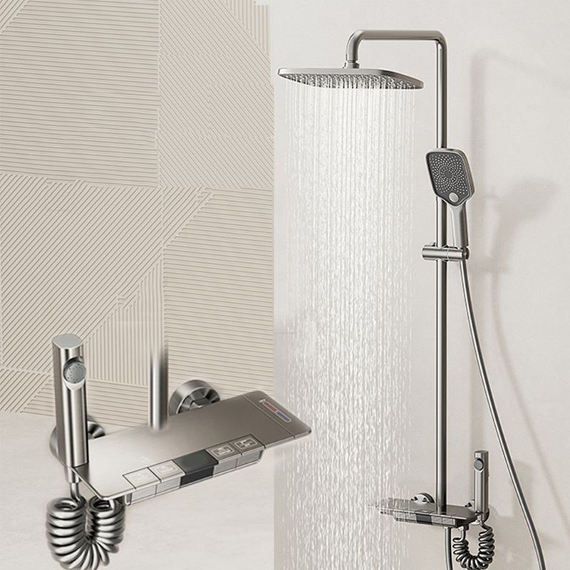 Wall Mounted Shower Arm Shower Faucet Adjustable Metal Shower System with Slide Bar