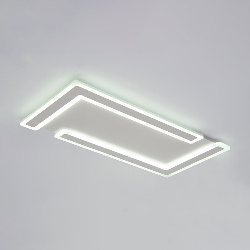 Weiße, rechteckige LED-Einbauleuchte in moderner Schlichtheit, schmiedeeiserne Deckenleuchte mit Acrylschirm