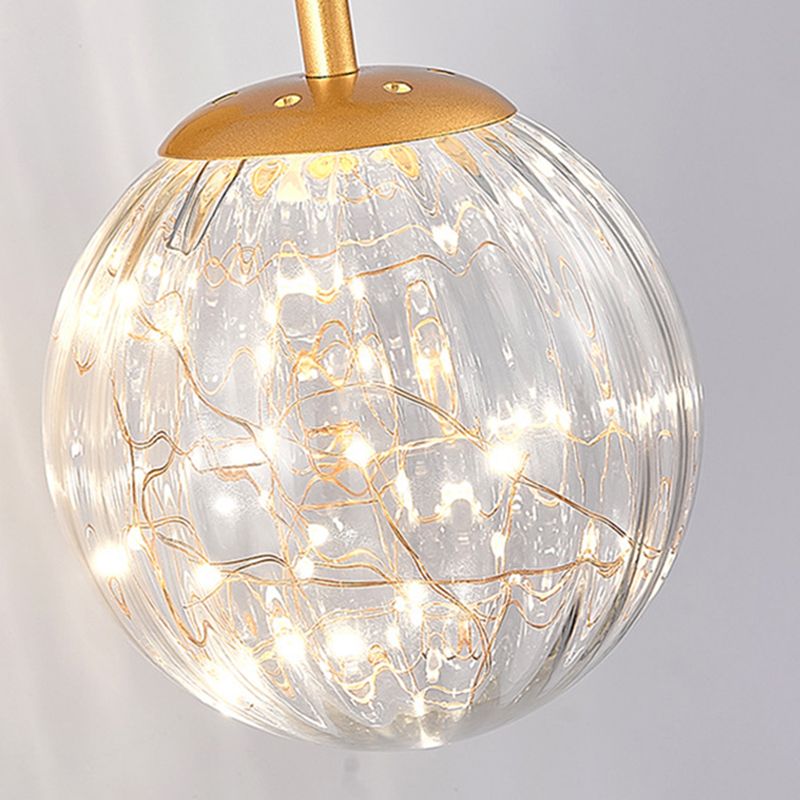 Glass Globe Wall Sconce in Modern Luxury Style Wrought Iron Wall Lamp with Antler Decoration