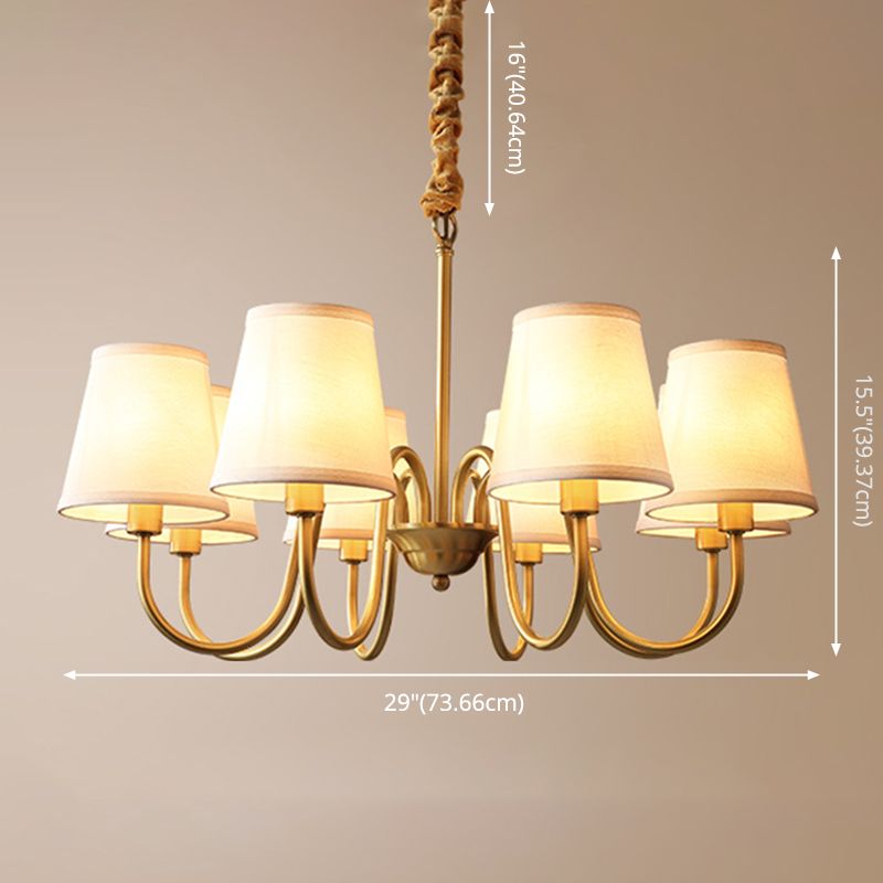 Gold Copper Pendant Light in Traditional Classic Style Flax Sputnik Hanging Light for Living Room