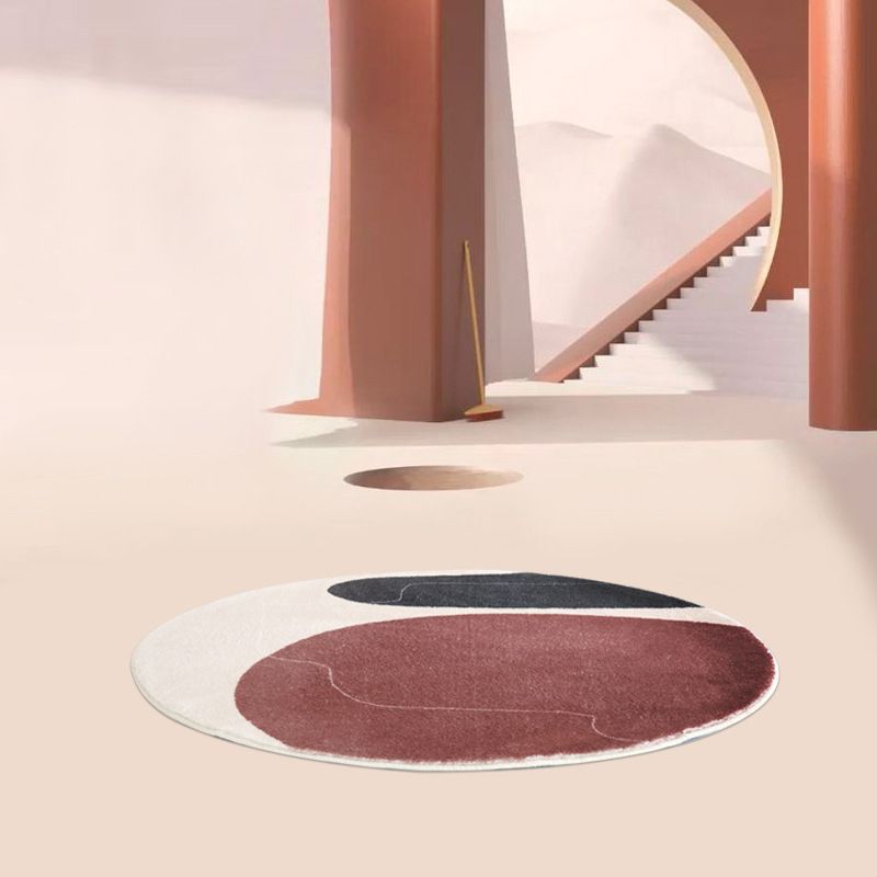 Dark Brown Modern Rug Polyester Color Block Area Rug Stain Resistant Rug for Drawing Room