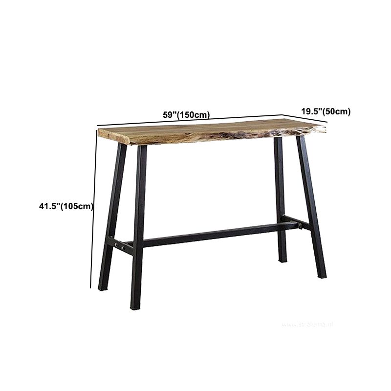 Brown Wooden Bar Height Table Specialty Footrest Bar Wine Table with Trestle