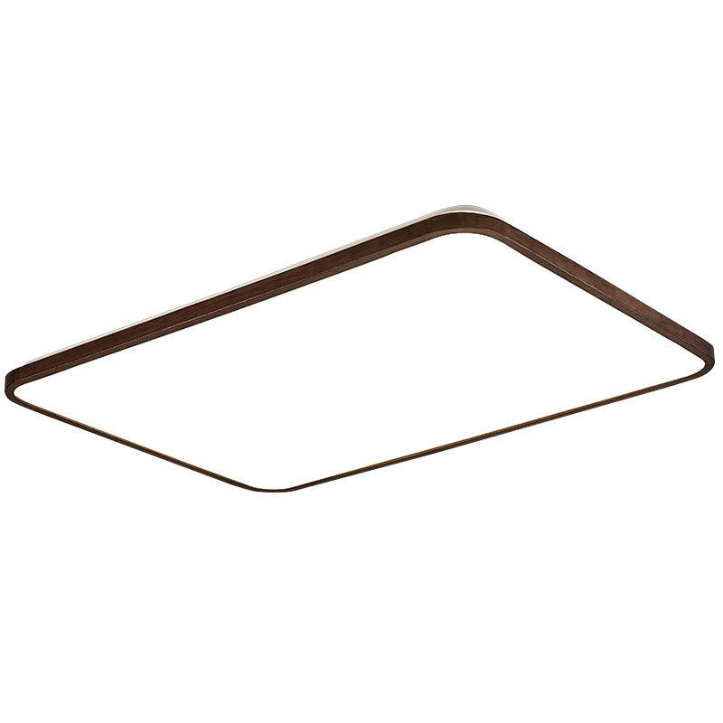 Walnut Wood Geometric Flush Mounted Light Modern Dark Brown LED Flush Light Fixture