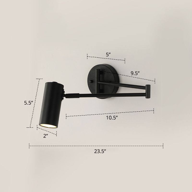 Röhrenförmige Nachtwandmontage Leselampe Metall 1 Glühbirne Postmoderne Wandleuchte mit ausziehbarem Arm