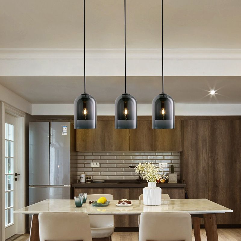 Bell Hanging Light Fixture Minimalist Style Glass Pendant Light Kit for Dinning Room