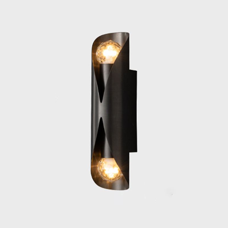 Solid Brass Wall Light Post Modern Tube Shape Wall Mounted Sconce with 2 Lights