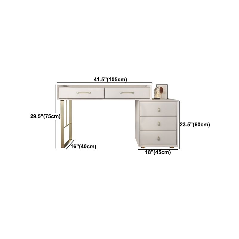 5 Storage Drawers Dressing Table Stool Set Glam Slate Top Makeup Counter