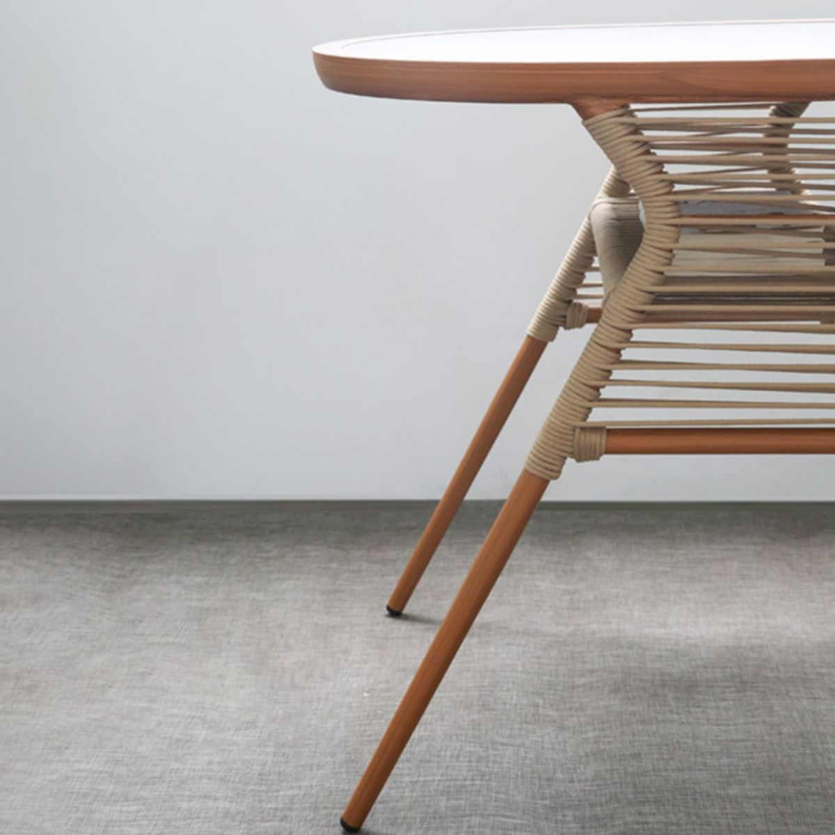 Modern Stone Chat Table Outdoor Water Resistant Patio Table with with Aluminum Legs