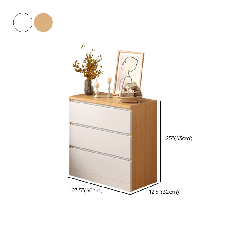 Contemporary White/Natural Chest with Wooden Drawers Rectangle Chest
