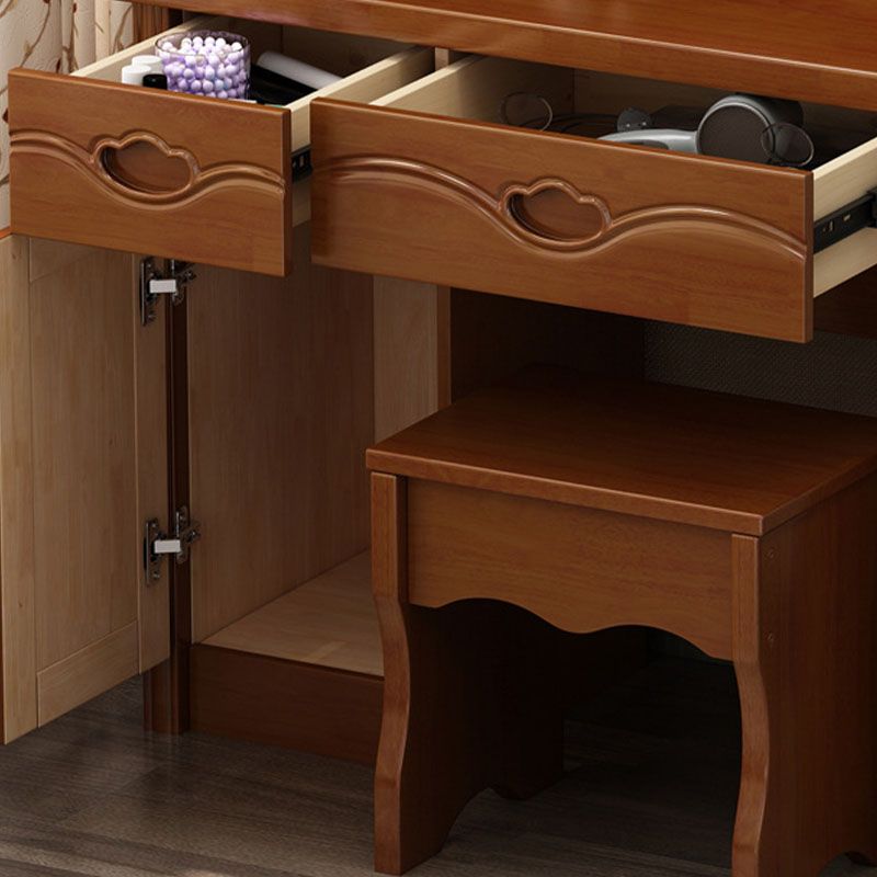Make-up Vanity Standing Solid Wood Double Drawers Traditional