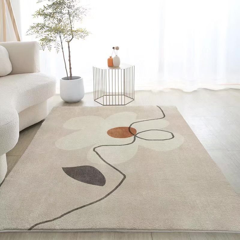 Rectangle Shape Rug Living Room Abstract Line Carpet Polyester Washable Area Rug