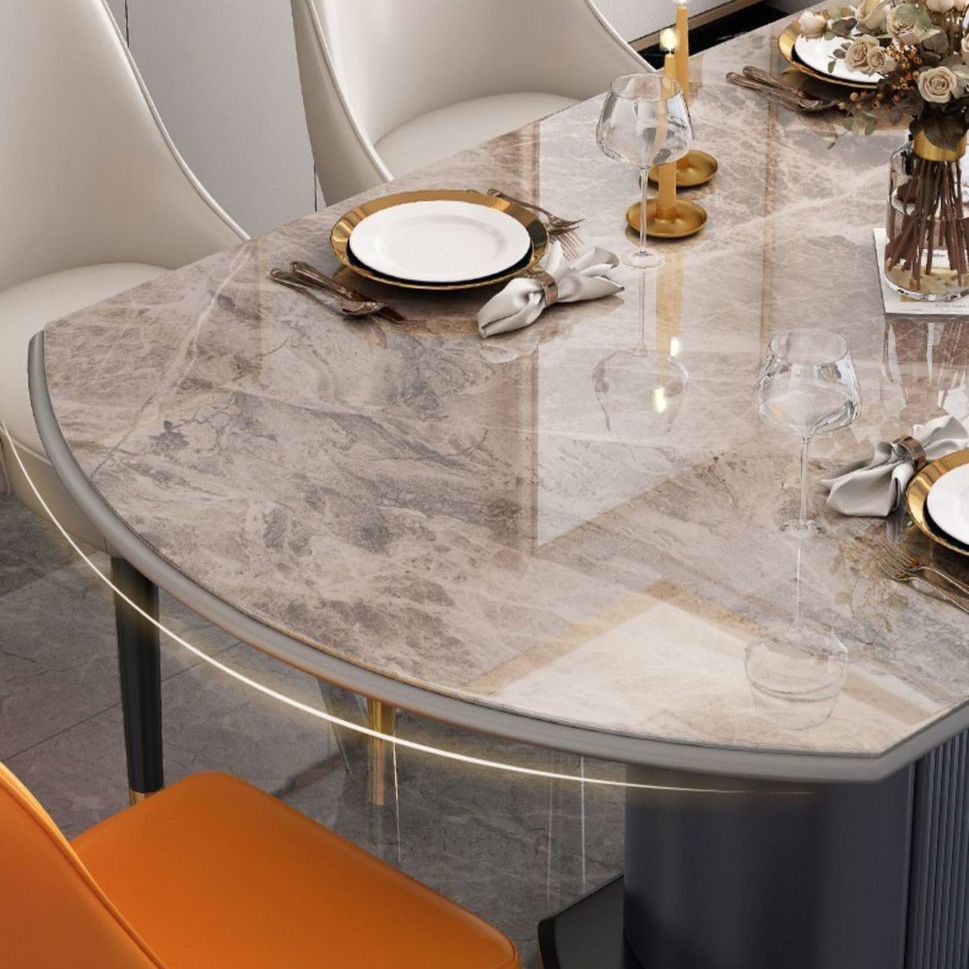 Glam Style Round Sintered Stone Dining Room Set Space-Saving Design Dining Table Furniture