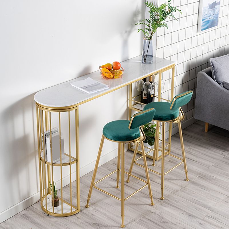 Marble Bar Table Double Pedestal Dining Table for Kitchen Living Room