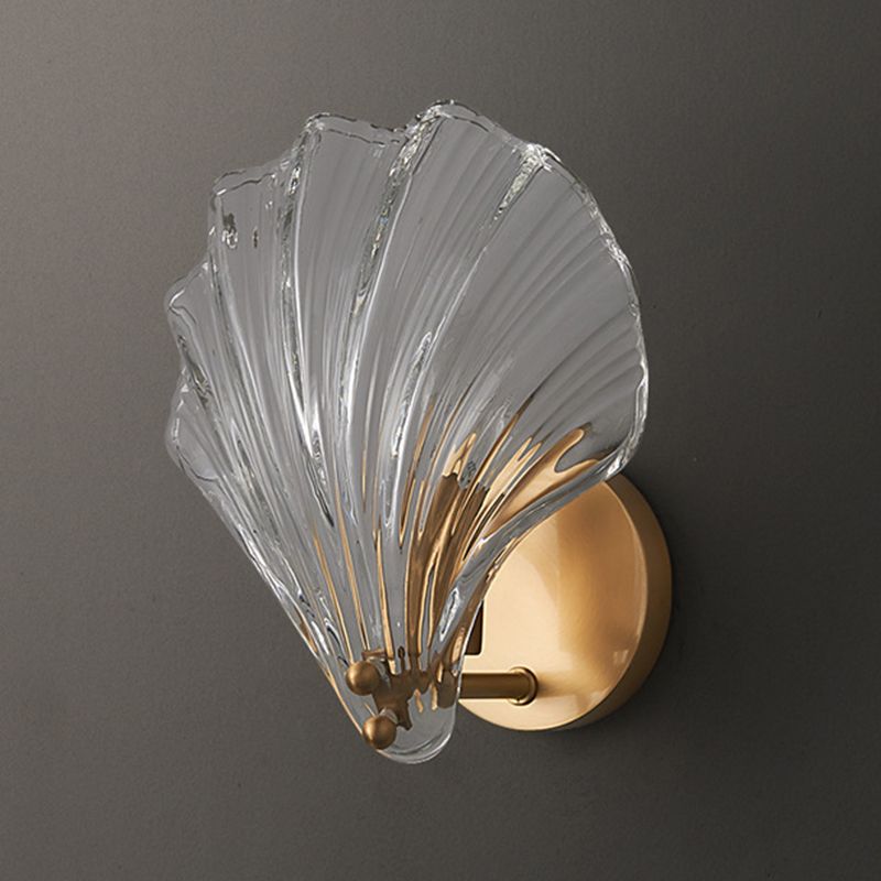 Single Golden Contemporary Glass Unique Shaded Bathroom Vanity Light