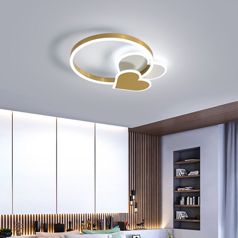 Golden Love LED-plafondarmatuur Minimalistisch acryl inbouwlicht met metalen ring voor slaapkamer