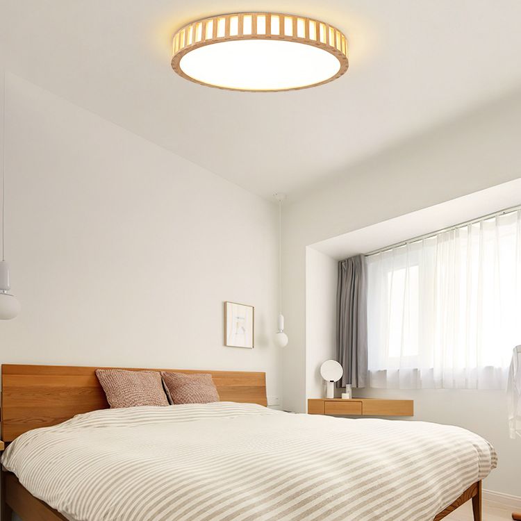 Bois 1-Flush léger Mount Ceiling Fixture Modern Style Drum Flush Mount Lamp for Living Room