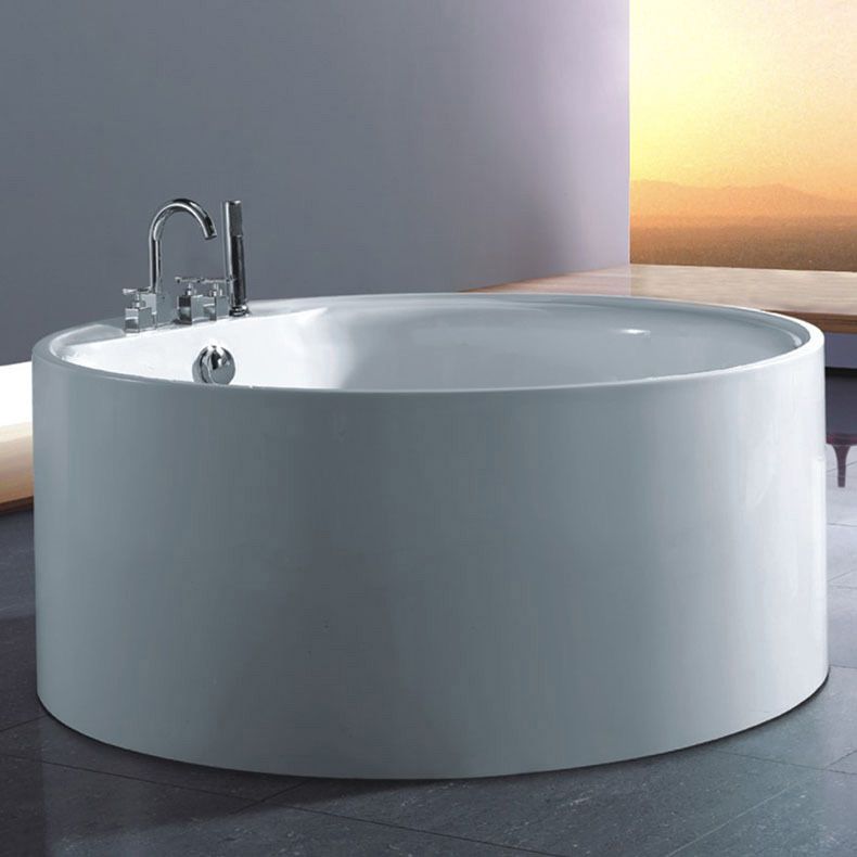 Round Acrylic Soaking Bathtub Modern Stand Alone Back to Wall Tub