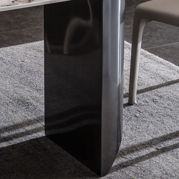 Sintered Stone Table for Restaurant Industrial Rectangle Dining Table with Double Pedestal