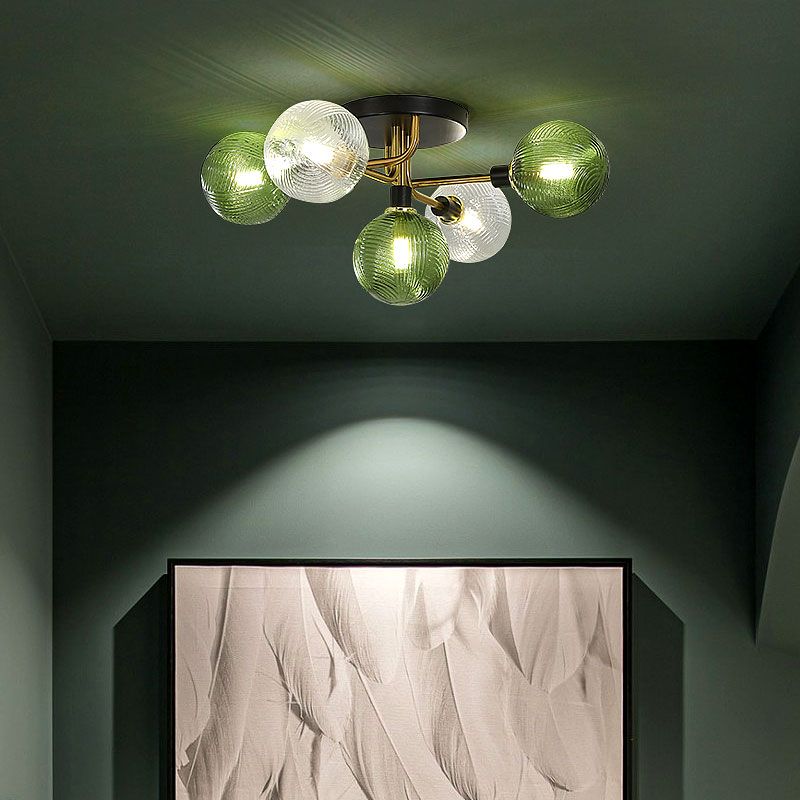 Glass Ball Shape Flush Mount Light Modern 5 Lights Flush Mount Ceiling Fixture