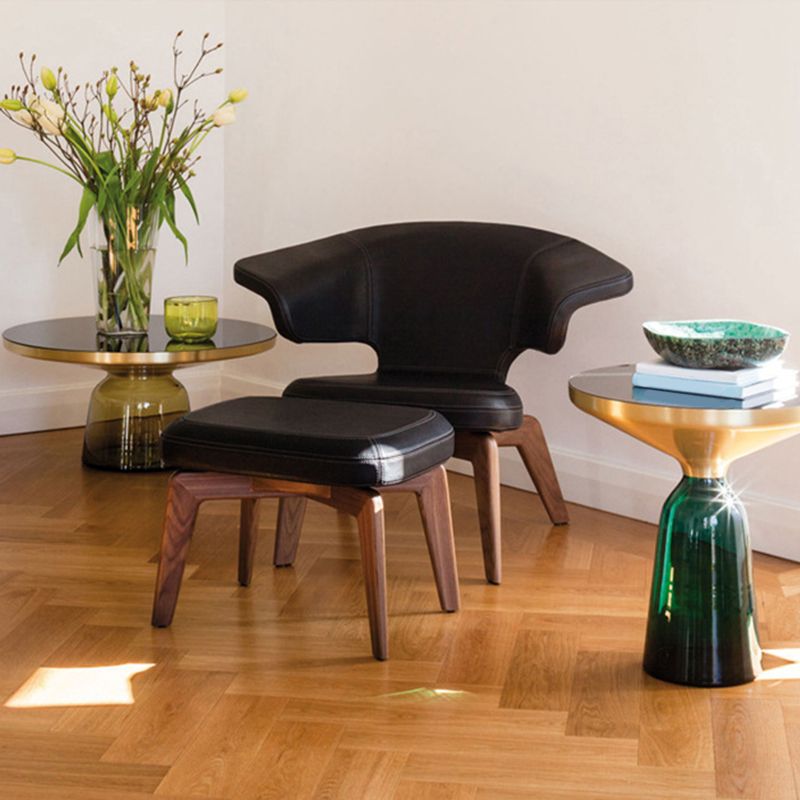 Pedestal 1 Single Coffee Table Metal and Glass Statement Cocktail Table