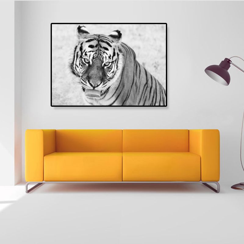 Modern Savanna Big Animal Canvas Dark Color Animal Patterned Wall Art for Living Room