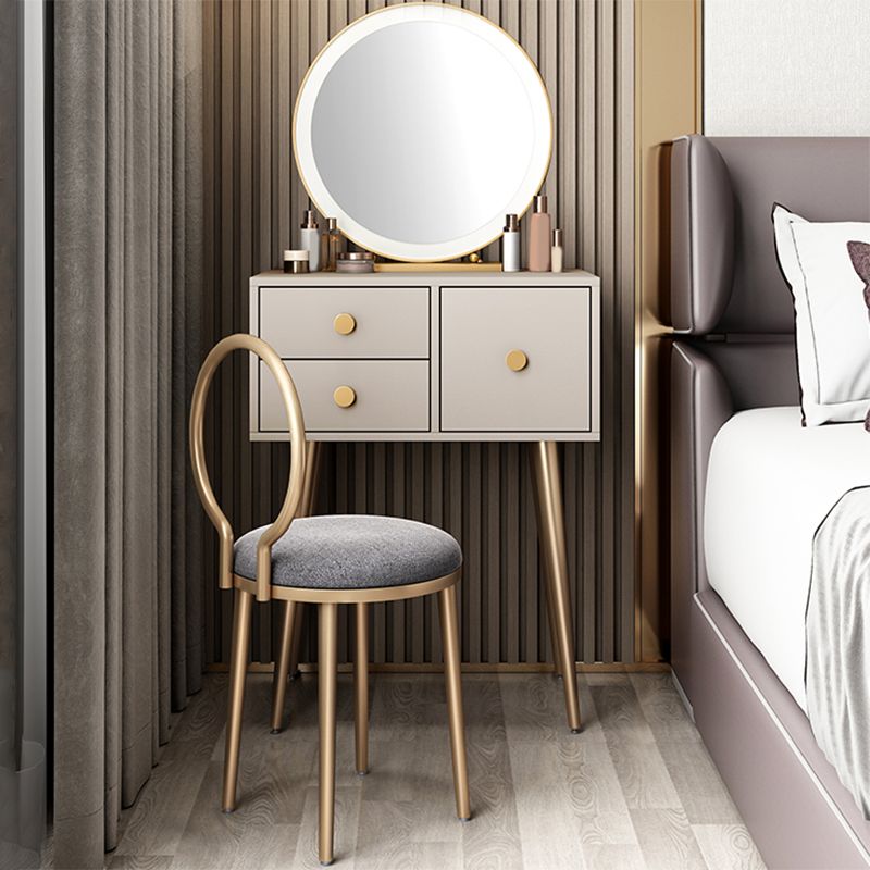 23. 6" Wide Vanity Table Set with Stool Modern 3-Drawer Dressing Table