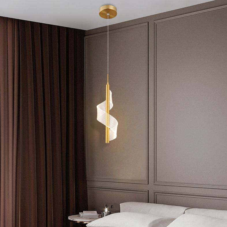 Eenvoud Spiraal hanglamp Acryl Bedide Led Hangly Light armatuur in goud