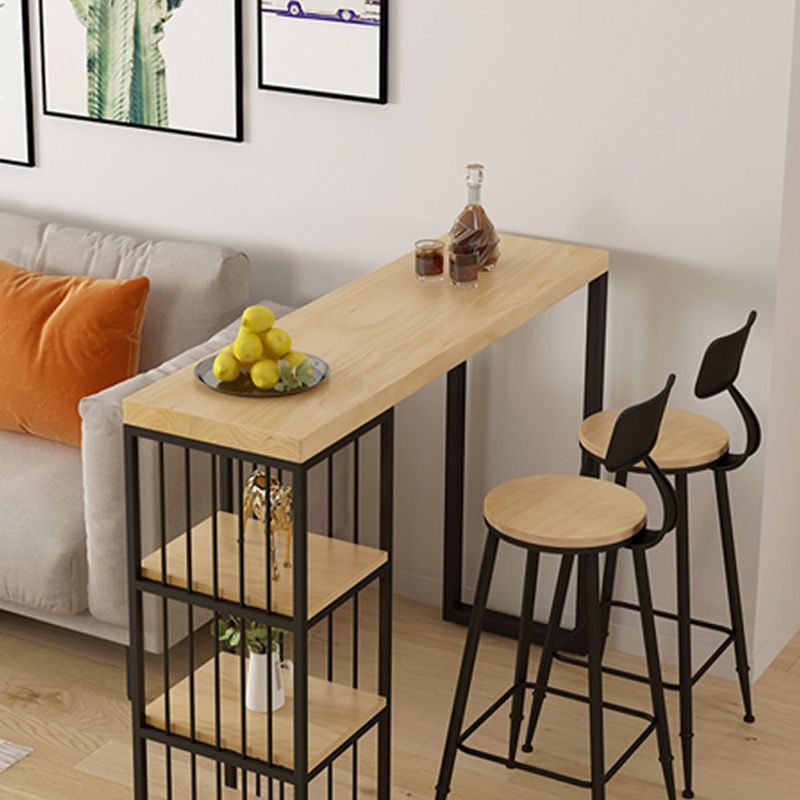 1/2/3 Pieces Industrial Bar Table and Stools Solid Wood and Metal Bar Table Set