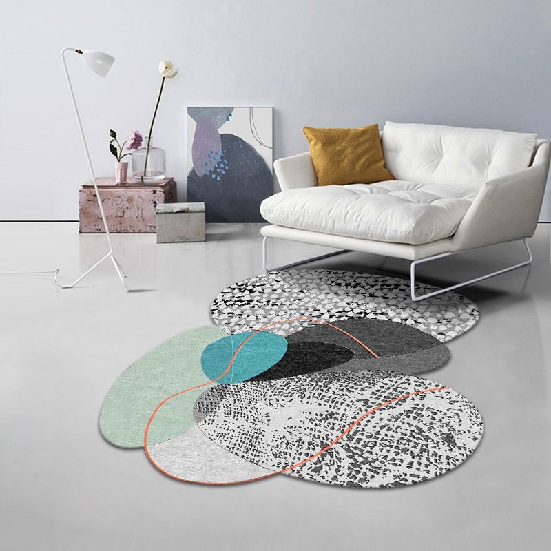 Tapis moderne gris en Polyester, bloc de couleurs irrégulières, lavable, pour la décoration de la maison