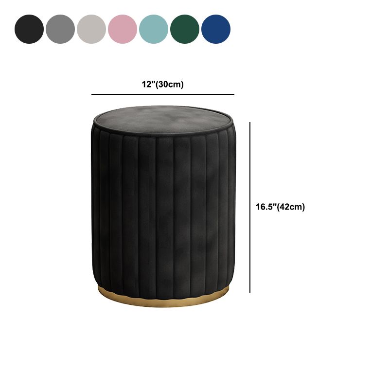 Gorgeous Round Ottoman Solid Color Stain Resistant Velvet Ottoman Stool