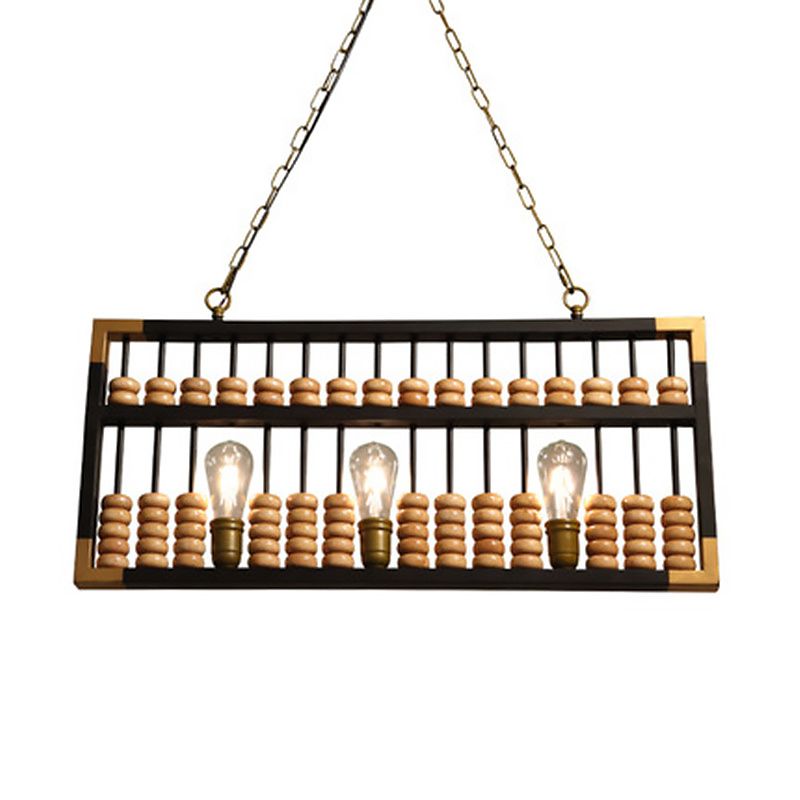 Abacus Shape Island lampadario retrò in metallo industriale 3 teste lampada a sospensione per bar/ristorante
