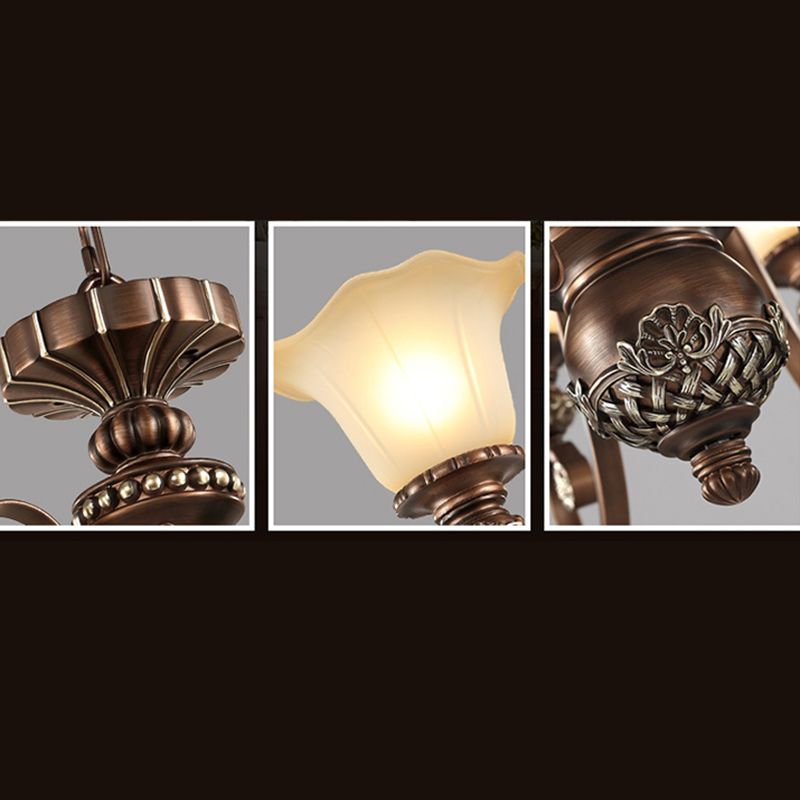 Bell Frosted Glass Chandelier Pendant Light Vintage Living Room Suspended Lighting Fixture