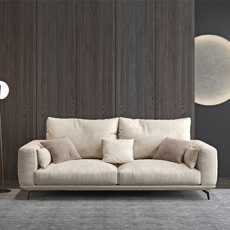 White Faux Leather Sofa & Chaise Loose Back Cushions Sofa - 25.59" H