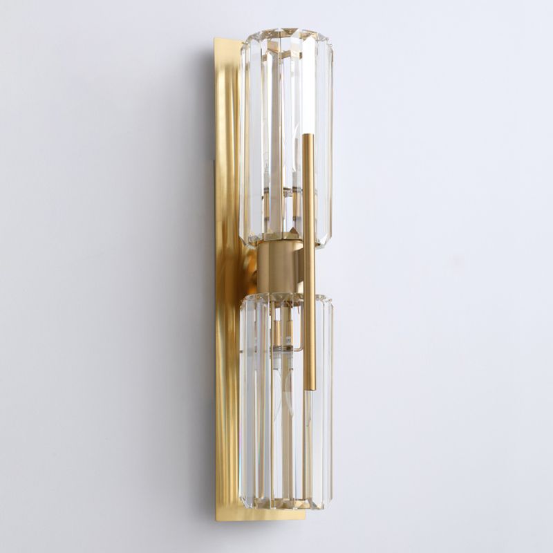 Crystal Half Cylinder Sconce Light Fixture Modern Gold Wall Mounted Light Fixture