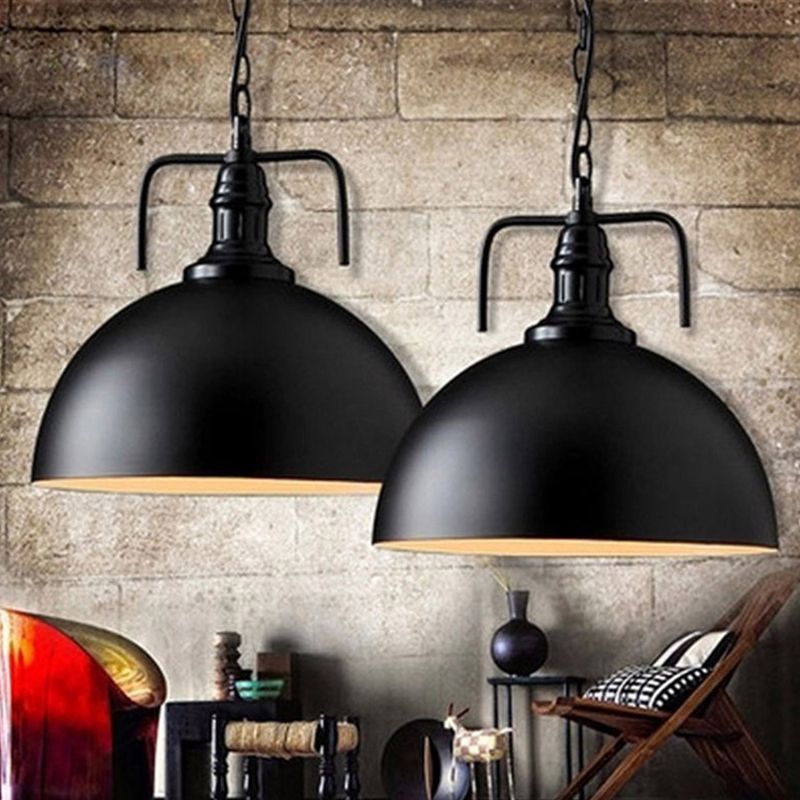 Warehouse Dome Hanging Light Kit 1-Light Metallic Suspension Lamp with Swivel Joint