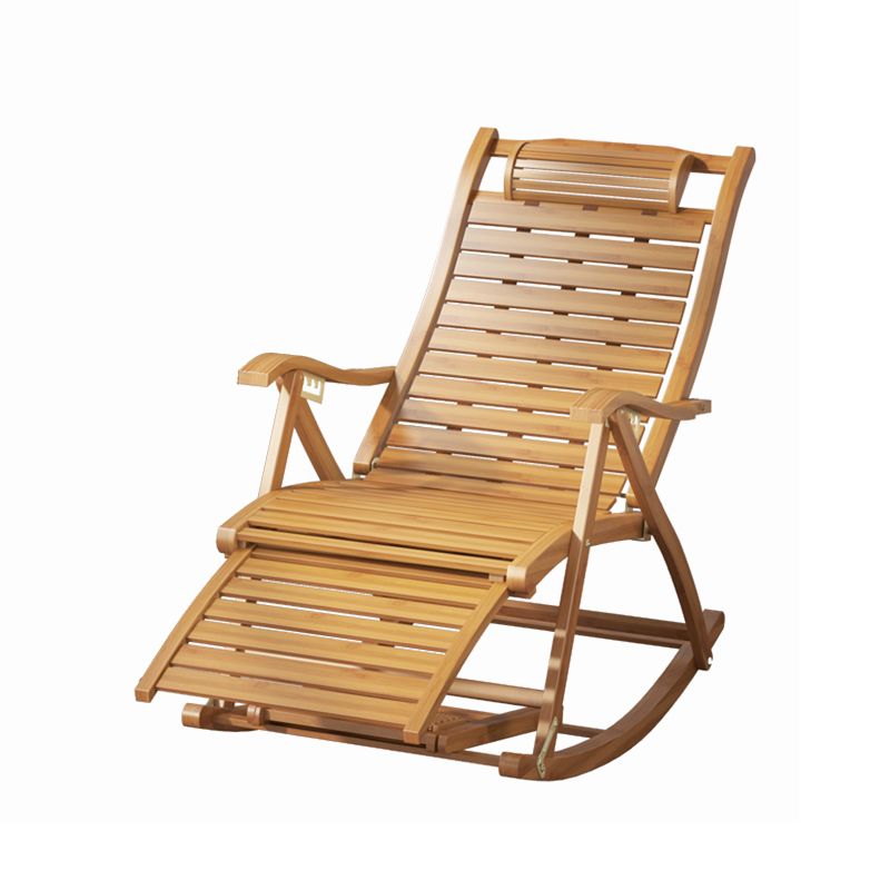 Traditional Rocking Chair Bamboo Solid Color Trapezoidal Back Indoor Rocking Chair