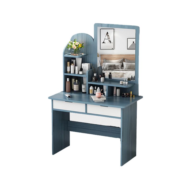 Wooden Vanity with Drawers and Shelves Vanity Makeup Table with Mirror
