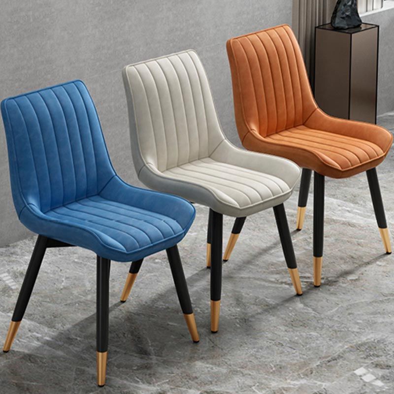 Glam Faux Leather Dining Chair Parsons Chair in Matte Finish for Home