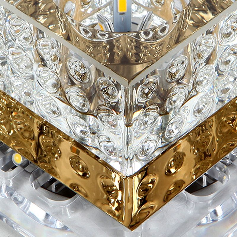 Square Led Flush Mount Ceiling Light Modern Luxury Style Crystal Flush Light for Corridor